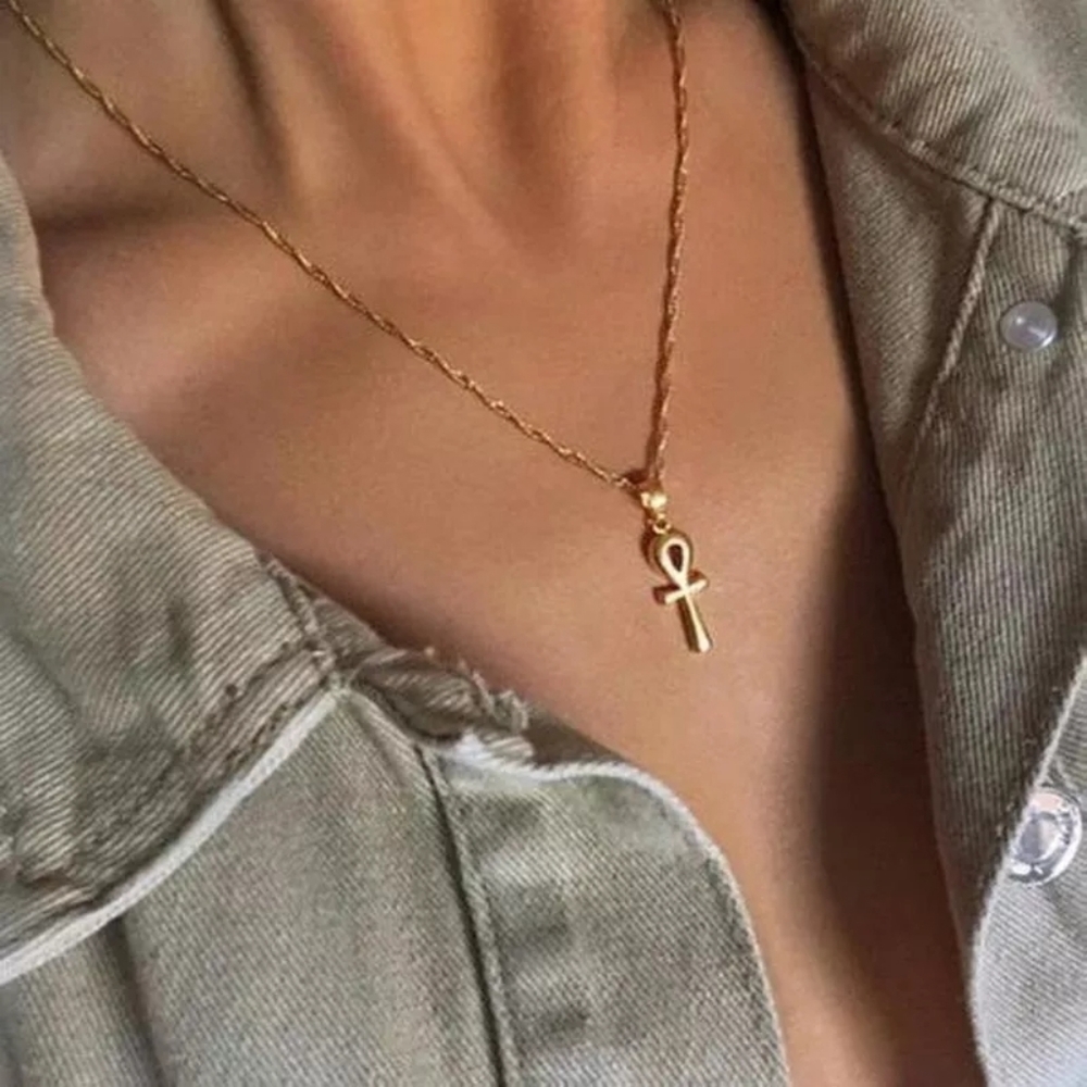 Egyptian Ankh Cross Pendant Necklace Woman Girls G